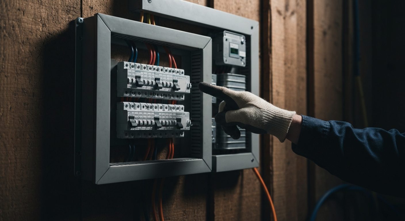 Electrical panel showing double-tapped breaker